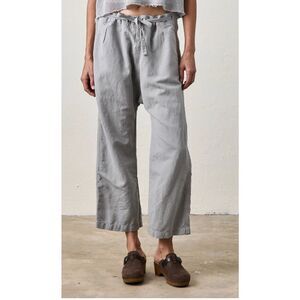 NSF Akari Tie Waist Linen & Cotton Pants In Pale Grey NWT Size Large/ XL